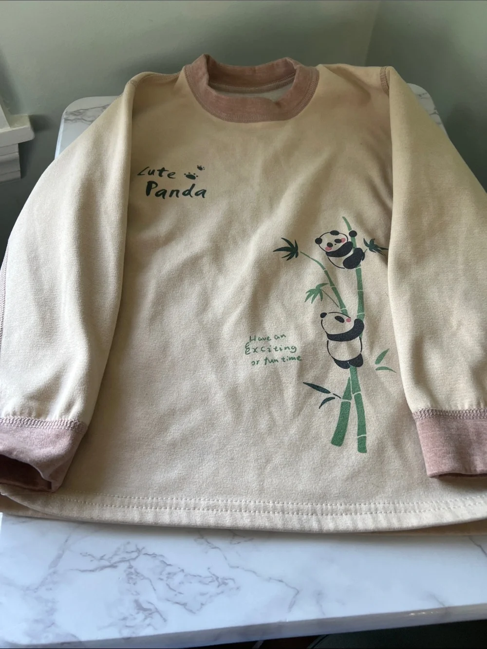 Cute Panda Graphic Sweatshirt in Cream and Pink